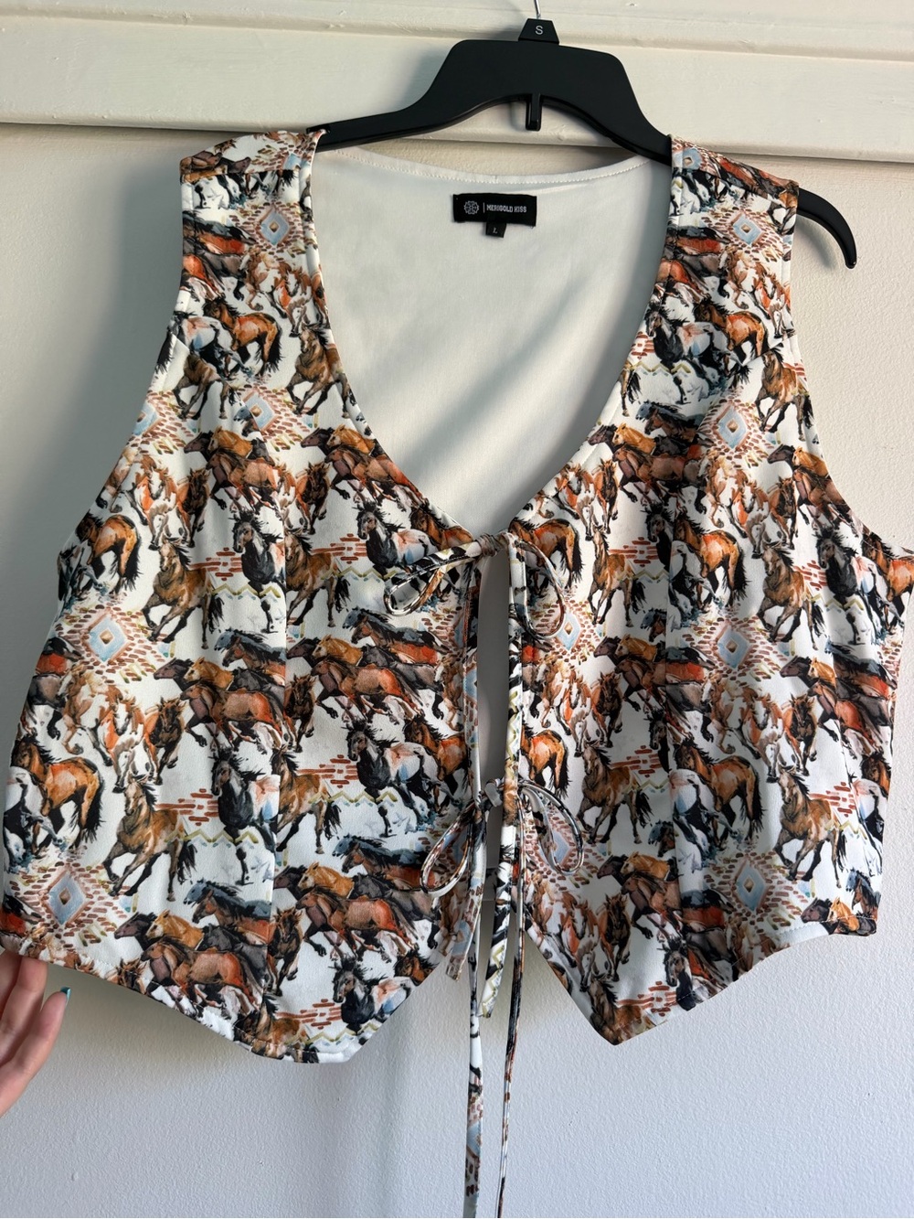 Horse Print Tie-Front Vest